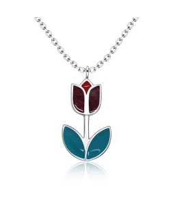 Pretty Tulip Silver Necklace SPE-3367 (CO5+CO15+PR6)